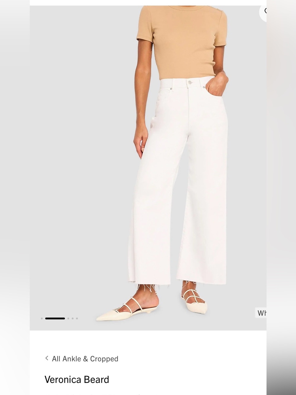 Veronica Beard Taylor high rise wide leg crop  White Jeans size 27